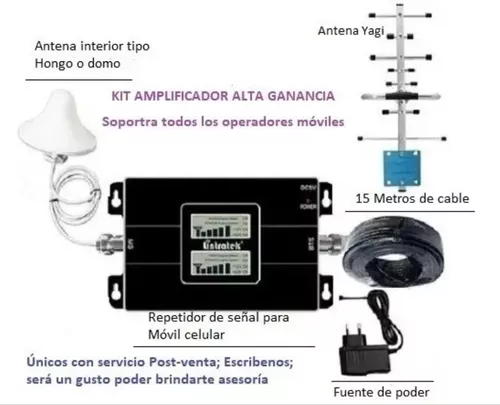 Kit Amplificador de Señal Celular Doble Banda 850 / 1700 Mhz 3G / 4G para  Casa o Movil