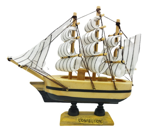 Barco Caravela Veleiro Tecido Decorativa Presente 13cm 