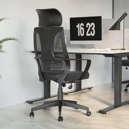 Iululu Silla Ergonómica, Respaldo Alto De Malla, Ajustable. Color Negro