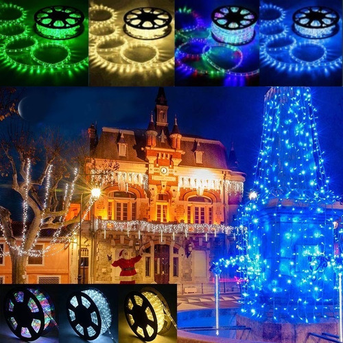 Combo Led Navidad Manguera 10 Metros + 2 Guirnaldas 8 Metros