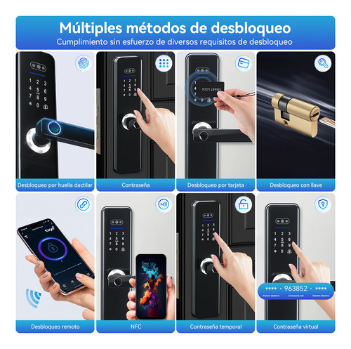 Cerradura Electrónica Digital Inteligente Wifi Tuya App Con Cámara Espesor De La Puerta Recomendado 40-65mm Derecha/lzquierda