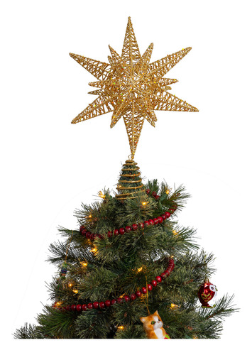 Decoración Estrella Dorada 40 Cm Para Árbol De Navidad