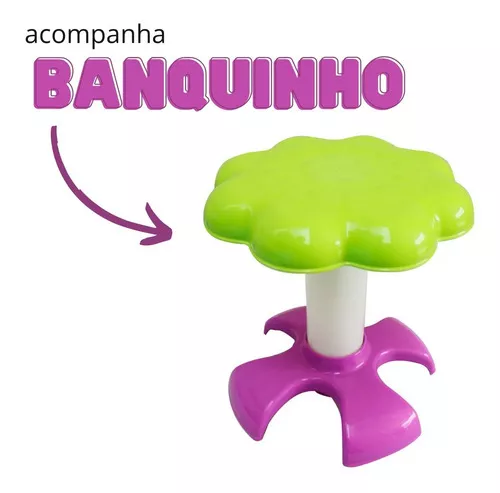 Piano Infantil Com Banquinho Importway Rosa