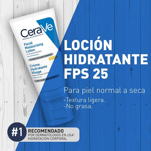 Imagen 3 de 12 de Locion Facial Hidratante Con Fps 25 Piel Mixta Cerave 52ml