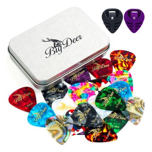 Bigdeer Paquete De 30 Púas De Guitarra De Celuloide Brillant