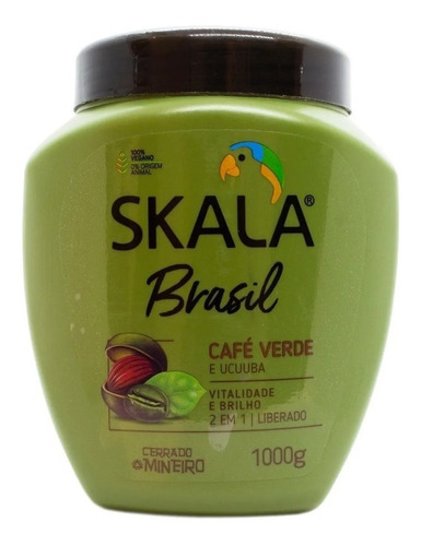 Skala Café Verde Máscara Vegana Hidratante Rulos Ondas X 1kg