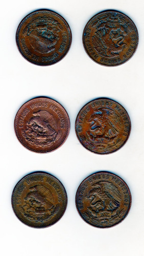 Monedas 20 Centavos Teotihuacan 1955 Variedad  Águilas  