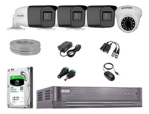 Cámaras Seguridad Kit 4 Hikvision Full Hd 1tb 40m Varifocal