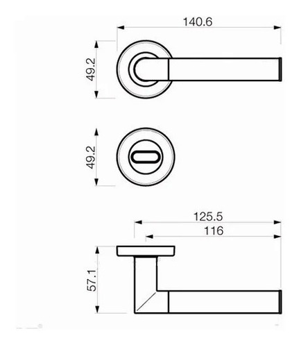 Imagen 3 de 7 de Manija Picaporte Currao Reggio Doble T/acero Inox Pack 4**