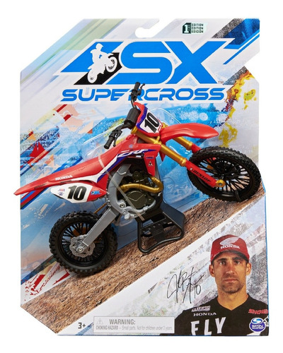 Brinquedo Miniatura Moto Supercross 10 Justin Brayton 2641 Cor Vermelho