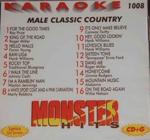 Monster Hits Karaoke Vol 1008 - Country Clásico Masculino