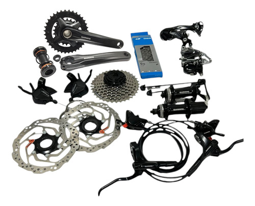Kit Shimano Altus M2000 2x9v 36/22d 11/36d Completo C Freio