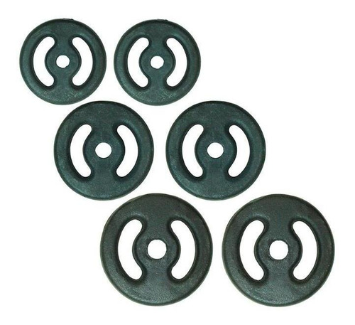 Kit Anilhas Ferro Pintadas 24kg 6 Peças 0680 Polimet
