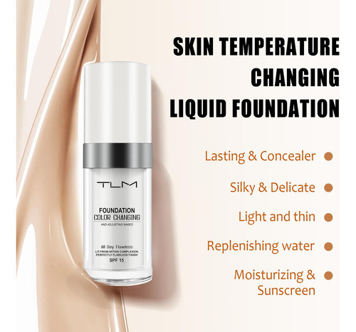 Base Líquida Tlm Color Changing Spf15 30ml Para Todas As Pel