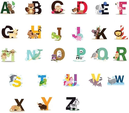 Wate  Olou  Animal Alphabet Ab  Kids Wall De Als,lo Ely...