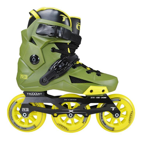 Patins Inline Freestyle Traxart R3 Verde/amarelo - 110mm