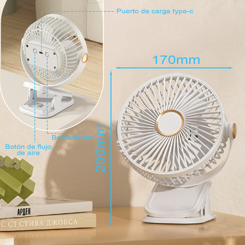 S Ventilador De Escritorio Con Luz 5 Velocidades Diámetro