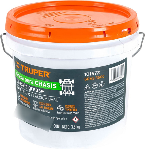 Grasa Lubricante Calcio Para Chasis Fusión 90° Truper 3,5 Kg