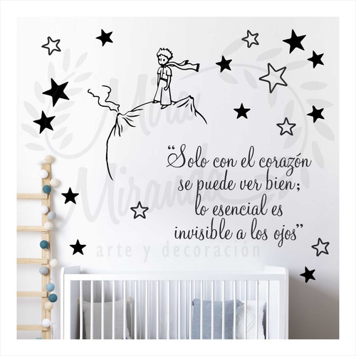 Vinilo Decorativo Infantil Frase El Principito Y Estrellas