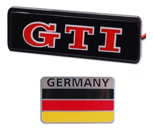 Emblemas Gti Led Parrilla Y Bandera Alemania Adherible Metal