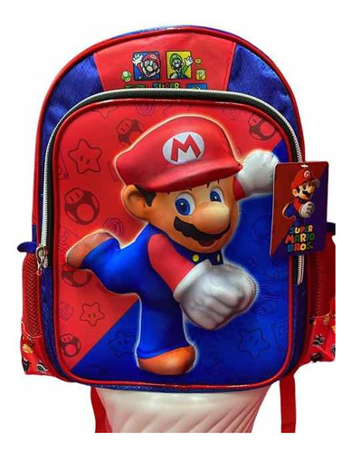 Mochila Mario Bros 3d Primaria Mario Resaltado Envío Gratis!