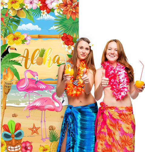 Aloha - Decoración De Fiesta Hawaiana Para Puerta, Letrero D