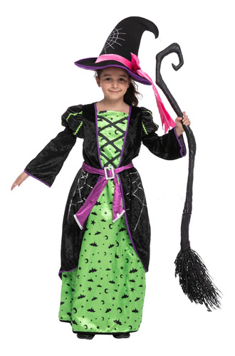 Disfraz De Bruja Verde De Halloween Para Nios (pequeo (5-7 A