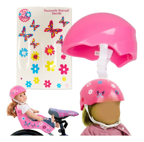 Casco De Bicicleta Rosa Para Niña Americana Y Muñecas De .