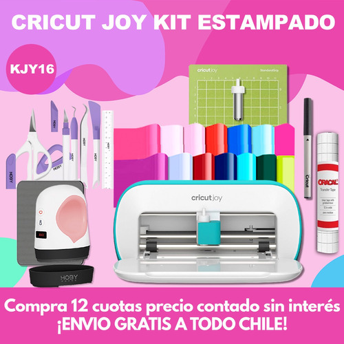 Cricut Joy + Mini Easy Press+ 16 Vinilos + Guillotina Kjy16