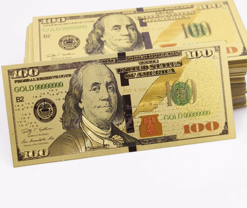 Imagen 5 de 7 de Robmar-usa Billete U$s 100 Plástico Bañado Oro 24 K.-oferta