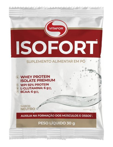 Kit 6x: Isofort Whey Isolado Sabor Neutro Vitafor 30g