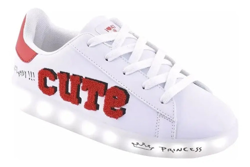 Zapatillas 47 Street Footy Cute Blanca Roja Con Luz Led Fty | Envío gratis