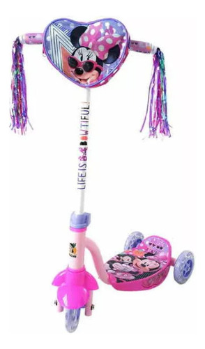 Scooter Infantil Minnie Mouse Apache Luz Led Altura Ajustabl Color Rosa