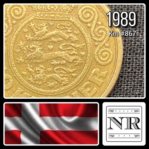 Dinamarca - 10 Krone - Año 1989 - Km #867 - Margrethe Ii 
