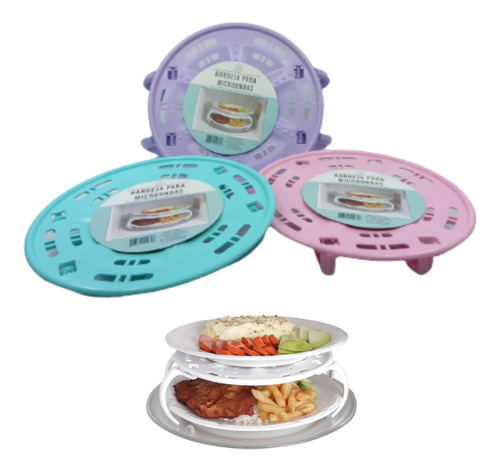 Bandeja Suporte De Pratos Para Microondas 2 Andares Color