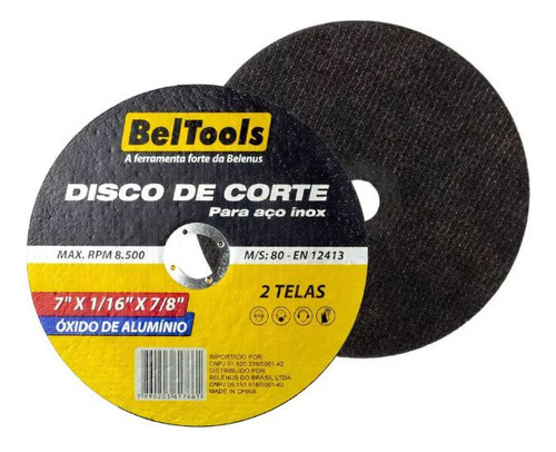 Kit 50 Disco De Corte Aço Inox 7x7/8 Beltools