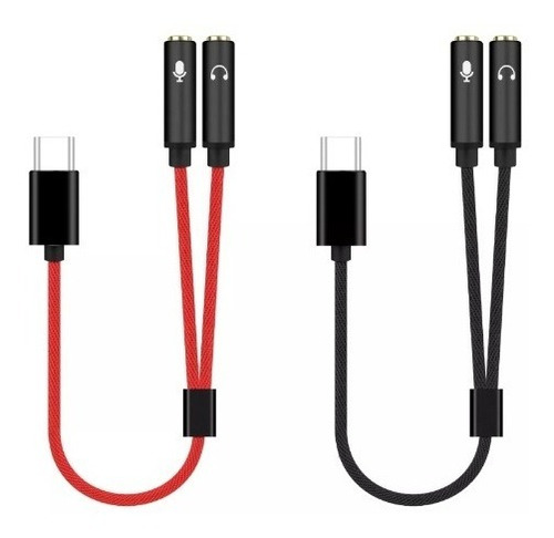 Adaptador Divisor Estereo Tipo C A 3.5mm Audifonos Microfono