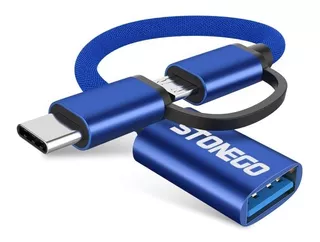 Cable Adaptador Otg 2 En 1, Usb 3.0 A Micro Usb Y Tipo C