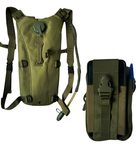 Kit Mochila Hidratação 3 Litros E Pochete Tipo Militar
