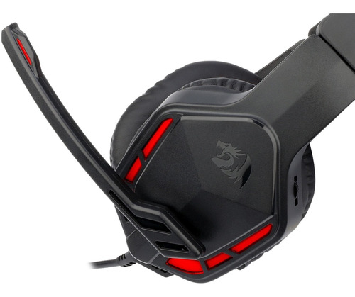 Imagen 6 de 8 de Auriculares Gamer Redragon H220 Themis Negro Con Luz Led Roja