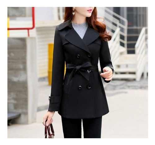 Abrigo Largo Mujer Gabardina Oversize De Doble Botonadura