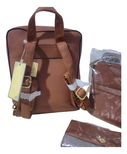 Mochila, Morral + Billetera Ardilla Roja Calidad Premiun Suela Liso