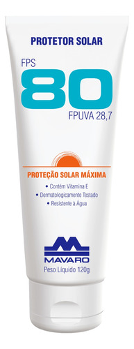 Kit 3   Protetor Bloqueador Solar Mavaro Fps 80 Facial 120g 