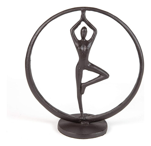 Danya B. Yoga Tree Circle Escultura De Hierro Fundido Decora