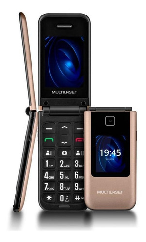 Celular De Idoso Multilaser Flip Vita Duo Sim 32 Mb Dourado