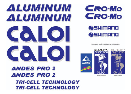 Etiquetas Antiga Caloi Aluminum Andes Pro 2 Azul/prata 