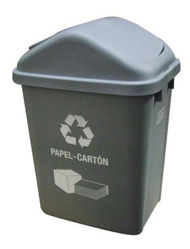 Caneca Plastica Gris 30lt Ref: Ztl30f-7 Papel Carton /tapa V