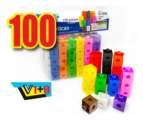 Cubos Matemáticos Didácticos Multiencaje 100 Piezas Multicolor