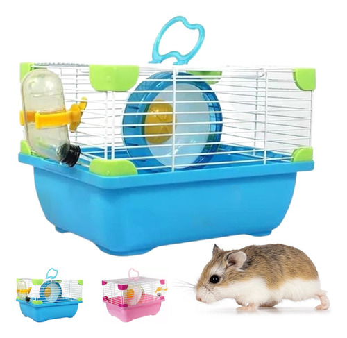 Jaula Transportadora Chica Para Hamsters Y Pequeños Roedores Color Azul