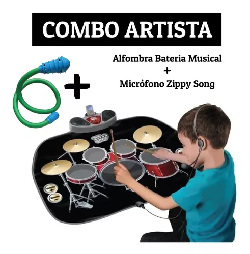 Combo Alfombra Bateria Musical + Micrófono Zippy Song Envios